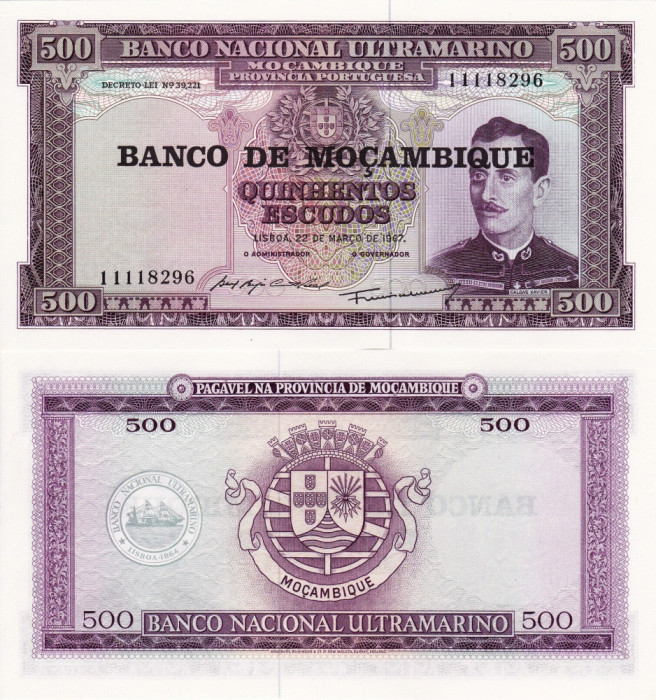 MOZAMBIC 500 escudos 1967 UNC!!!