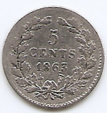 Olanda 5 Cents 1863 - Willem III, Argint 0.685 g/640, 12.5 mm KM-91 (2)