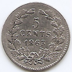 Olanda 5 Cents 1863 - Willem III, Argint 0.685 g/640, 12.5 mm KM-91 (2)