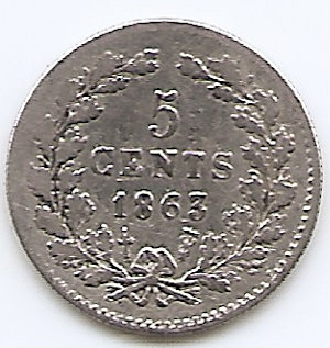 Olanda 5 Cents 1863 - Willem III, Argint 0.685 g/640, 12.5 mm KM-91 (2) foto