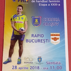 Program meci handbal feminin "CORONA" BRASOV - RAPID BUCURESTI (28.04.2018)