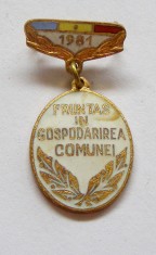 t074 INSIGNA FRUNTAS IN GOSPODARIREA COMUNEI 1981
