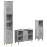 Cumpara ieftin Set mobilier de baie, 3 piese, gri beton, lemn compozit