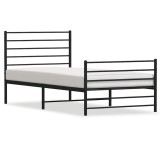 Cumpara ieftin Cadru pat metalic cu tablii de cap/picioare, negru, 90x200 cm
