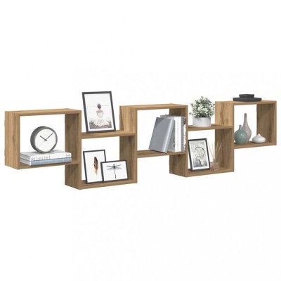 vidaXL Raft cubic de perete cu 5 compartimente stejar artizanal lemn 860003 foto