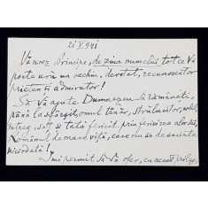SCRISOARE A ISTORICULUI VIRGIL ZABOROVSCHI CATRE PRINTUL BIBESCU , SEMNATA SI DATATA 21 MAI 1941