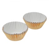 Forme de Copt Aurii 10.5cm, Set 50 Bucăți, H&acirc;rtie, Cupcake, Brioșe, Muffins