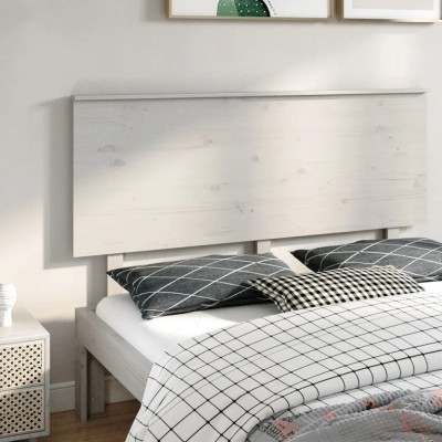 vidaXL Tăblie de pat, alb, 154x6x82,5 cm, lemn masiv de pin 819176 foto