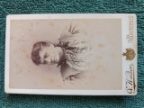 fotografie exceptionala , atelier Gustav Waber ,Bucuresci ,distinsa doamna.Dimensiuni 11 cm x 6 cm .