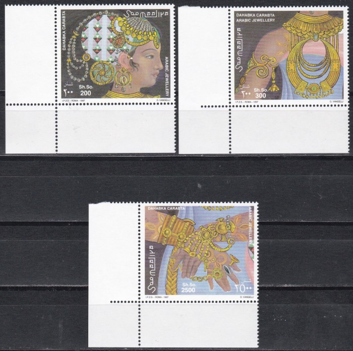 Somalia 1997 - Arta prelucrării aurului la Arabi, Serie + Colita, 4 poze, MNH