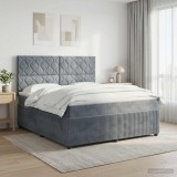 Cumpara ieftin Pat cu arcuri LED si saltea Gri inchis 140 x 200 cm Catifea