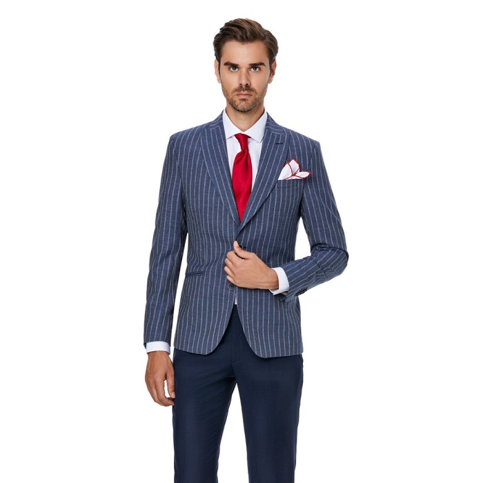 Sacou barbati casual albastru slim S020