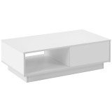 Măsuță de Cafea Modernă cu Iluminare LED Multicoloră &icirc;n 15 Moduri, din MDF și Plăci de Particule, 95x55x32 cm, Albă