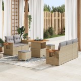 Set de Sofa de Grădină vidaXL cu 8 Piese și Perne Bej din Ratan Sintetic Acacia