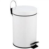 Cos de gunoi cu pedala, Otel, Rotund, Alb, 3L