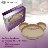 Farfurie din silicon cu ventuza AppeKids Panda Bubble Beige