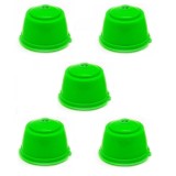 Set 5 Capsule cafea, reutilizabila, reincarcabila, compatibil Dolce Gusto, verde inchis