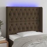 vidaXL Tăblie de pat cu LED, maro &icirc;nchis, 103x16x118/128 cm, textil