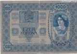 Austria Ungaria 1000 Coroane Kronen 1902, Bancnota Veche, Fara Supratipar, Colectionari