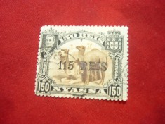 Timbru Nyassa -Colonie Portugheza 1903 supratipar 115reis/150r ,stampilat