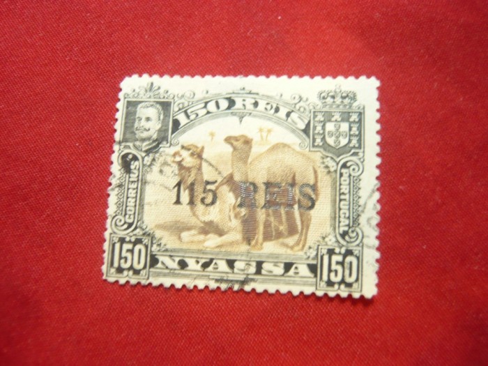 Timbru Nyassa -Colonie Portugheza 1903 supratipar 115reis/150r ,stampilat