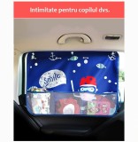 Cumpara ieftin Perdea de protectie soare,pt masina,cu desene animate+spatiu depozitare-ALBASTRU
