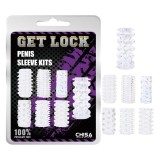 Kit manșoane pentru penis CHISA GK POWER Penis Sleeve Kits, pentru stimulare intensă și &icirc;ngroșare, cu 7 tipuri de striații, transparente