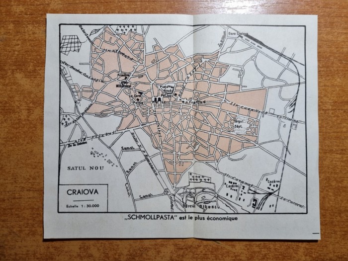 harta orasului craiova - anii &#039;20 -&#039;30-perioada interbelica-dimensiuni 18/15 cm