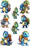 Cumpara ieftin Sticker decorativ Dinozauri, Albastru, 90 cm, 8001ST-7, Oem
