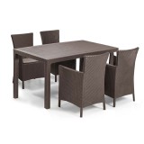 Cumpara ieftin Set de mobilier de grădină Meliowa cu 4 locuri, maro, cu perne taupe calde