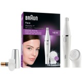 Epilator facial Braun SE810 Face, 10 prinderi, Perie curatare cu micro-oscilatii, Alb