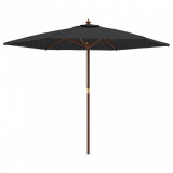 Umbrela de soare de gradina stalp din lemn, negru, 299x240 cm GartenMobel Dekor, vidaXL