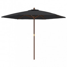 Umbrela de soare de gradina stalp din lemn, negru, 299x240 cm GartenMobel Dekor