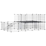 Cumpara ieftin Cusca animale de companie cu usa 44 panouri negru 175x105x70 cm otel