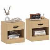 HOMCOM Set de 2 Noptiere cu Sertar și Compartiment Deschis pentru Sufragerie 39x28x41 cm Natural | Aosom Romania