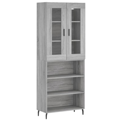 Dulap inalt, gri sonoma, 69,5x34x180 cm, lemn compozit foto