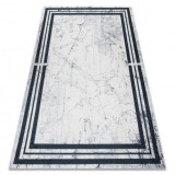 ANDRE 1023 covor lavabil Cadru marmură anti-alunecare - negru si alb, 120x170 cm
