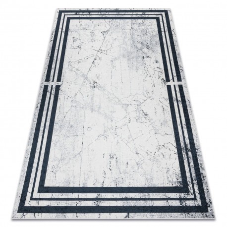 ANDRE 1023 covor lavabil Cadru marmură anti-alunecare - negru si alb, 120x170 cm