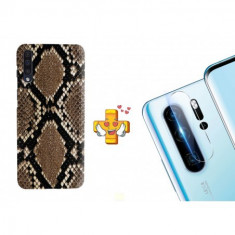 Husa Snake Skin pentru Samsung Galaxy Note 10, TPU, Maro + Folie de sticla 9H pentru camera Digitech Glass foto