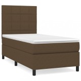 Cumpara ieftin Pat box spring cu saltea, maro inchis, 100x200 cm, textil