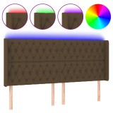 Cumpara ieftin Tablie de pat cu LED, maro inchis, 183x16x118/128 cm, textil