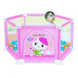 Tarc Joaca Bebe Fete cu 50 Minge, 135x135 cm, Siguranta Copii, Interior/Exterior, Portabil, Hexagonal, Plasa Aerisire