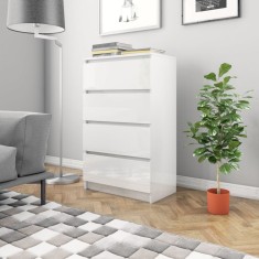 Gossi dulap, alb extralucios, 60x35x98,5 cm, lemn prelucrat
