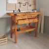VidaXL Banc de lucru cu sertare și menghine, 124x52x83 cm, lemn acacia