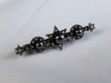 Argint BROSA cu OBSIDIAN si PERLE unica 1900 FRANTA marcaj vechi MINERVA superba