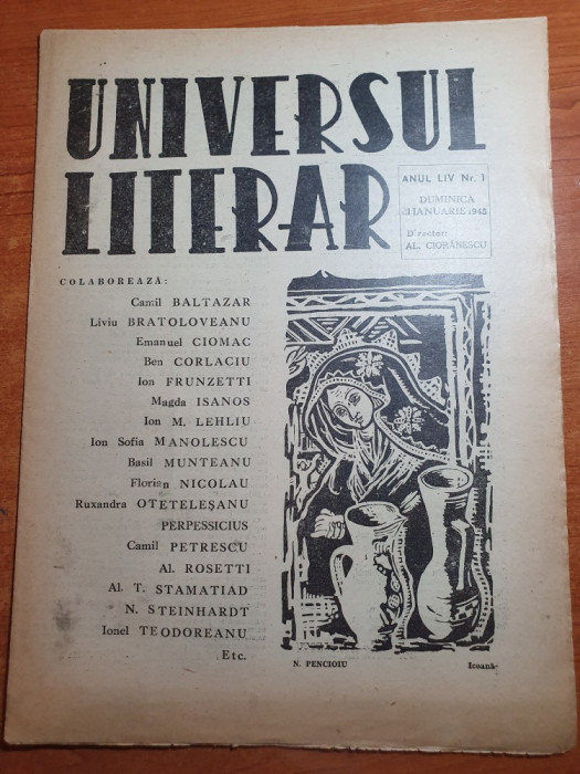 universul literar 21 ianuarie 1945-camil petrescu,teatrul national sfantul sava