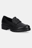 Ecco mocasini de piele Modtray femei, culoarea negru, cu platforma, 490013-01001