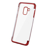 Husa TPU OEM Electro pentru Xiaomi Redmi 9, Rosie Transparenta