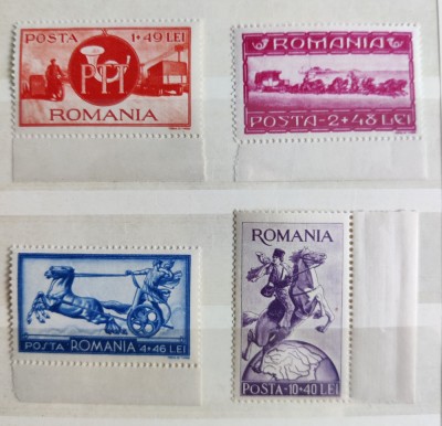 ROMANIA 1944 - Asistenta P.T.T. - LP 158 - serie MNH** cu o margine nestampilata foto