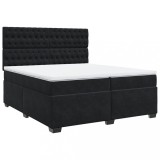 Cumpara ieftin Pat box spring cu saltea, negru, 200x200 cm, catifea